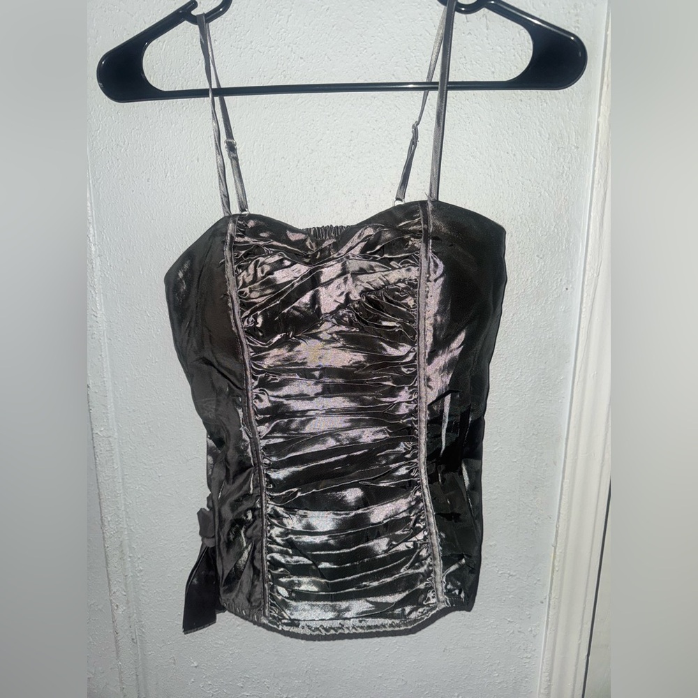 Cotton Express Shiny Black Satin Camisole